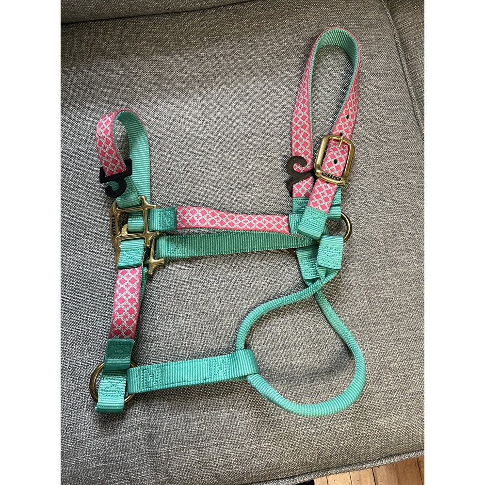 Weaver®  Seafoam Nylon Halter Large non-adj w/ pink Quatrefoil print 35-6746-P5